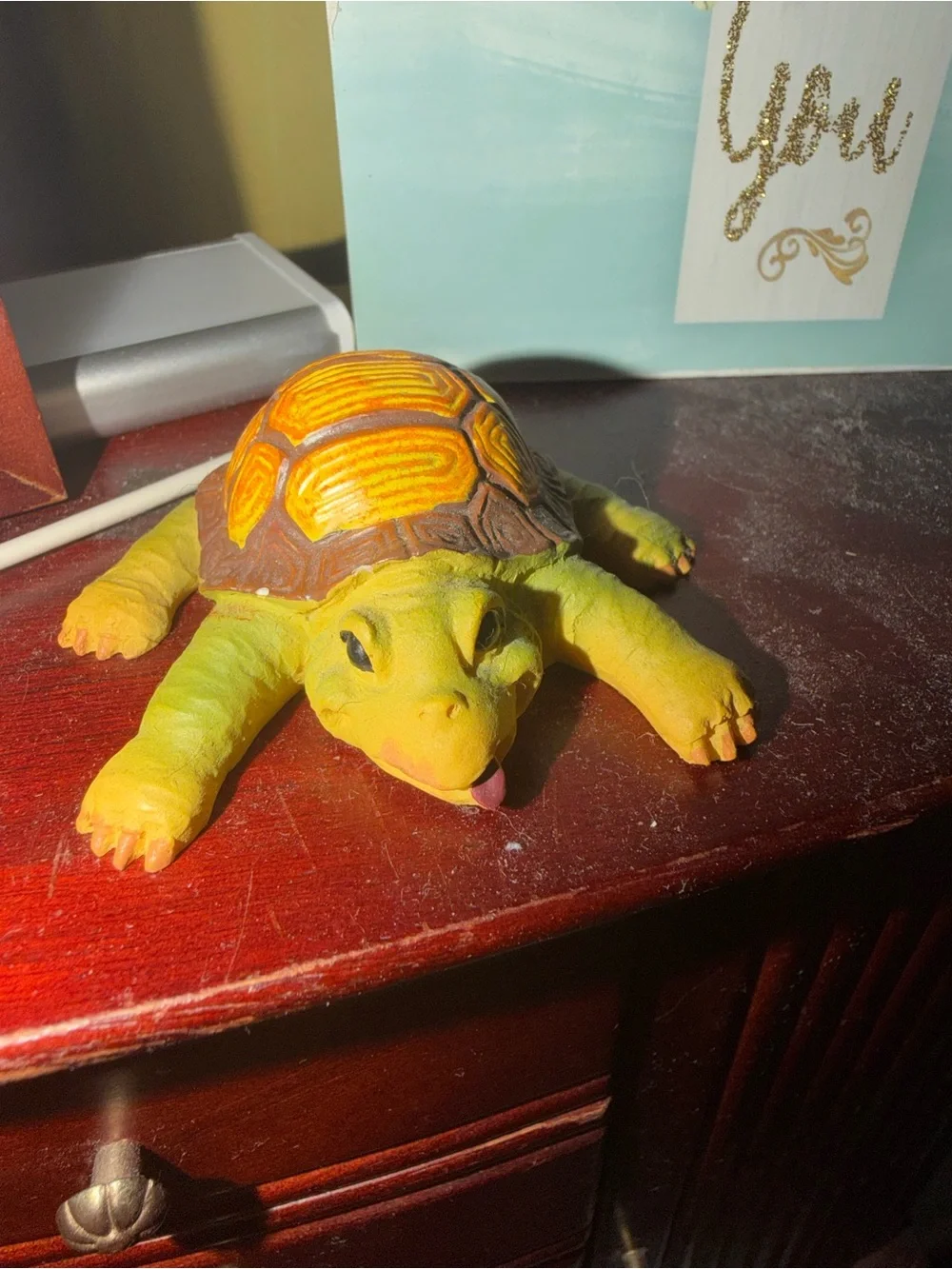 Green Turtle Reptile Figurine - Decorative Pet-Themed Accent